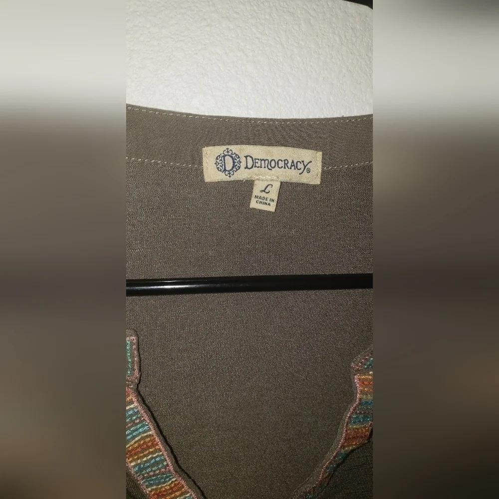 Democracy Large Long Sleeve Embroidered Top - Picture 5 of 8